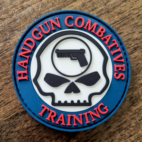 Handgun Combatives PVC patch, Red, White, and Blue